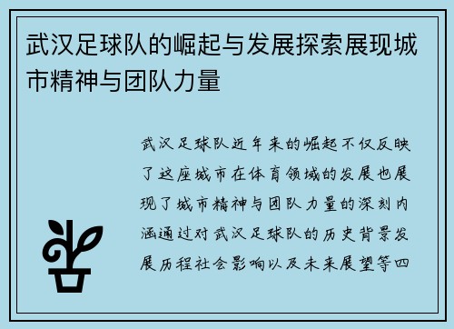 武汉足球队的崛起与发展探索展现城市精神与团队力量